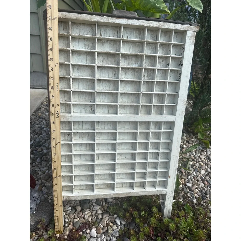 Vintage Ludlow Wood Typeset Drawer Standing Shadow Box Display Shelf White